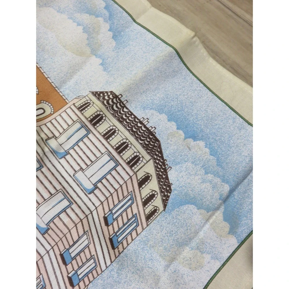 Vintage Eli Paris French Street Scene Tea Towel Paris Cafe Kiosk Illustration